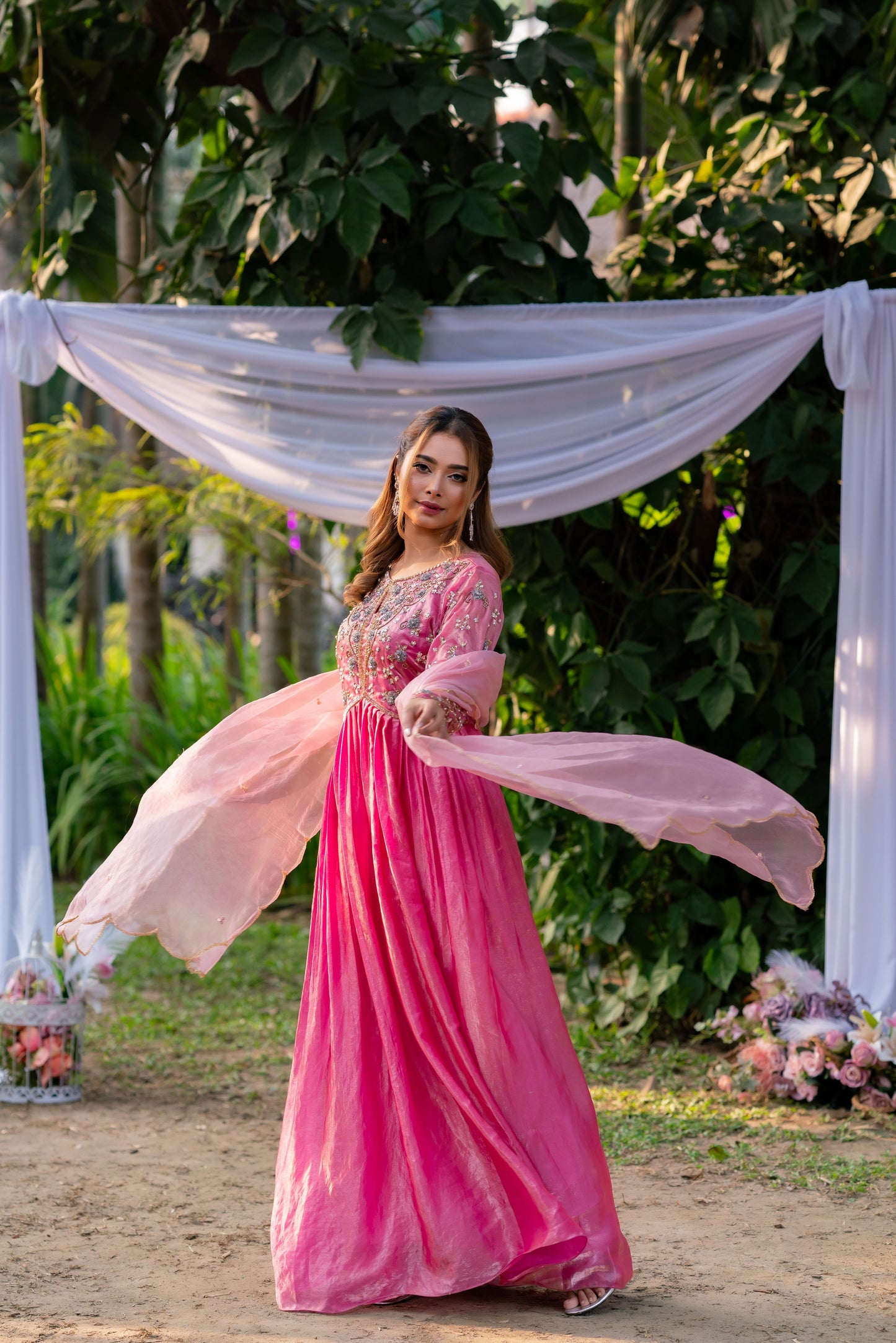 Rose Radiance Pink Festive Anarkali with Blush Dupatta