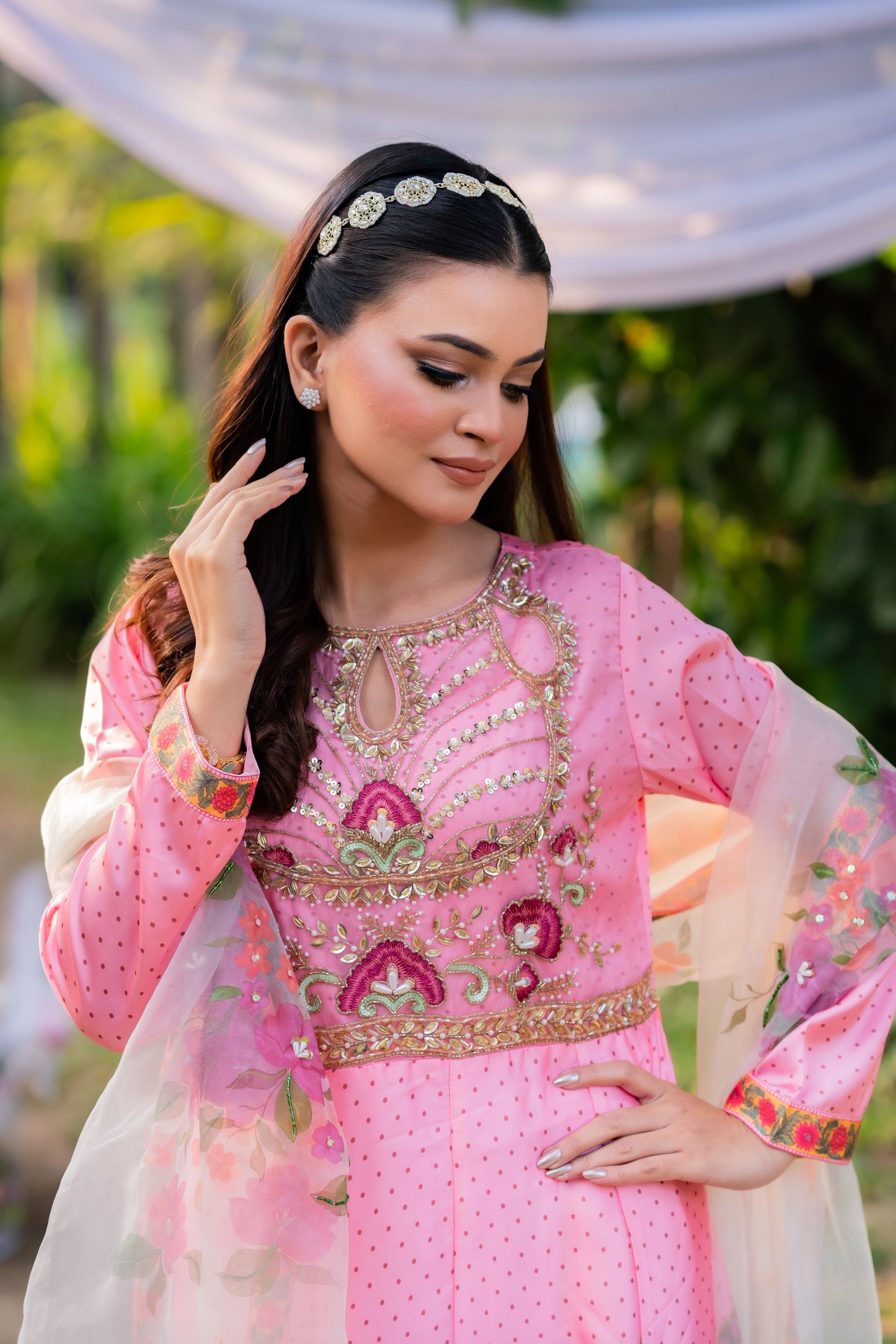 Blush Heritage Pink Anarkali With Orna