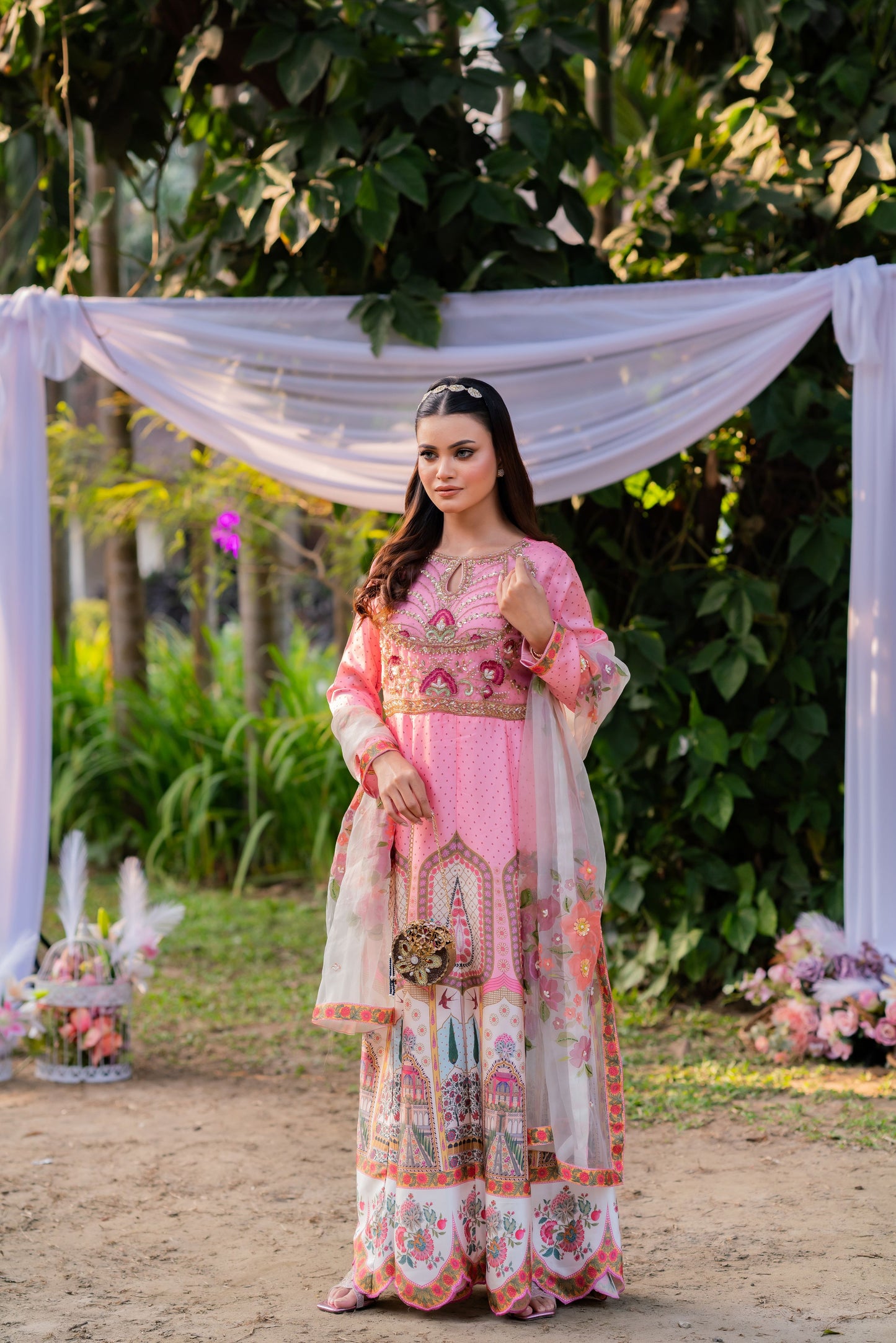 Blush Heritage Pink Anarkali With Orna