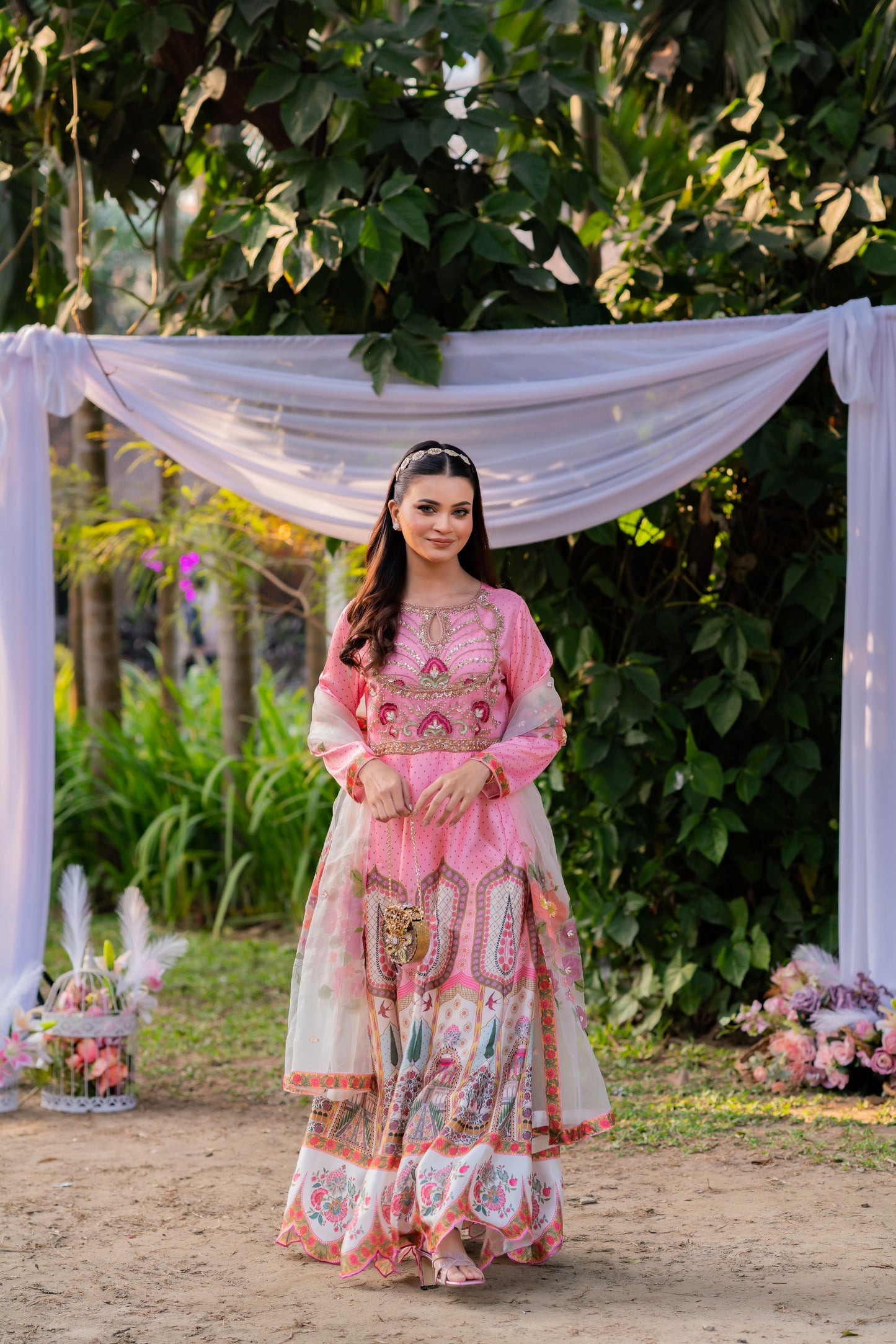 Blush Heritage Pink Anarkali With Orna