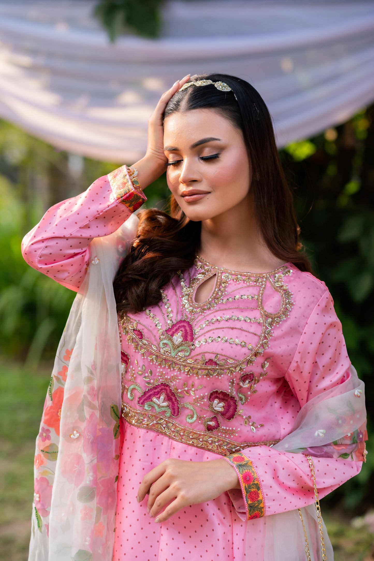 Blush Heritage Pink Anarkali With Orna
