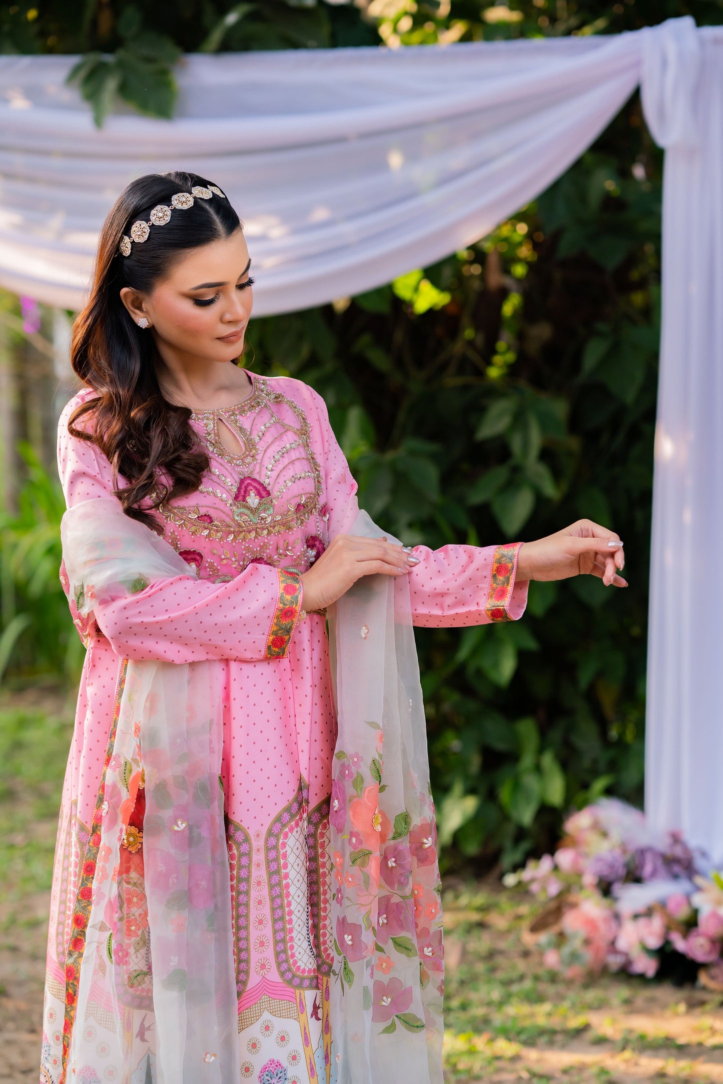 Blush Heritage Pink Anarkali With Orna