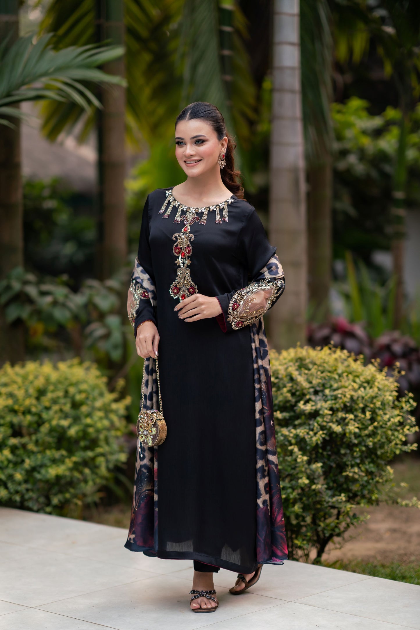 Noir Glam with Wild Elegance Three Piece  Set