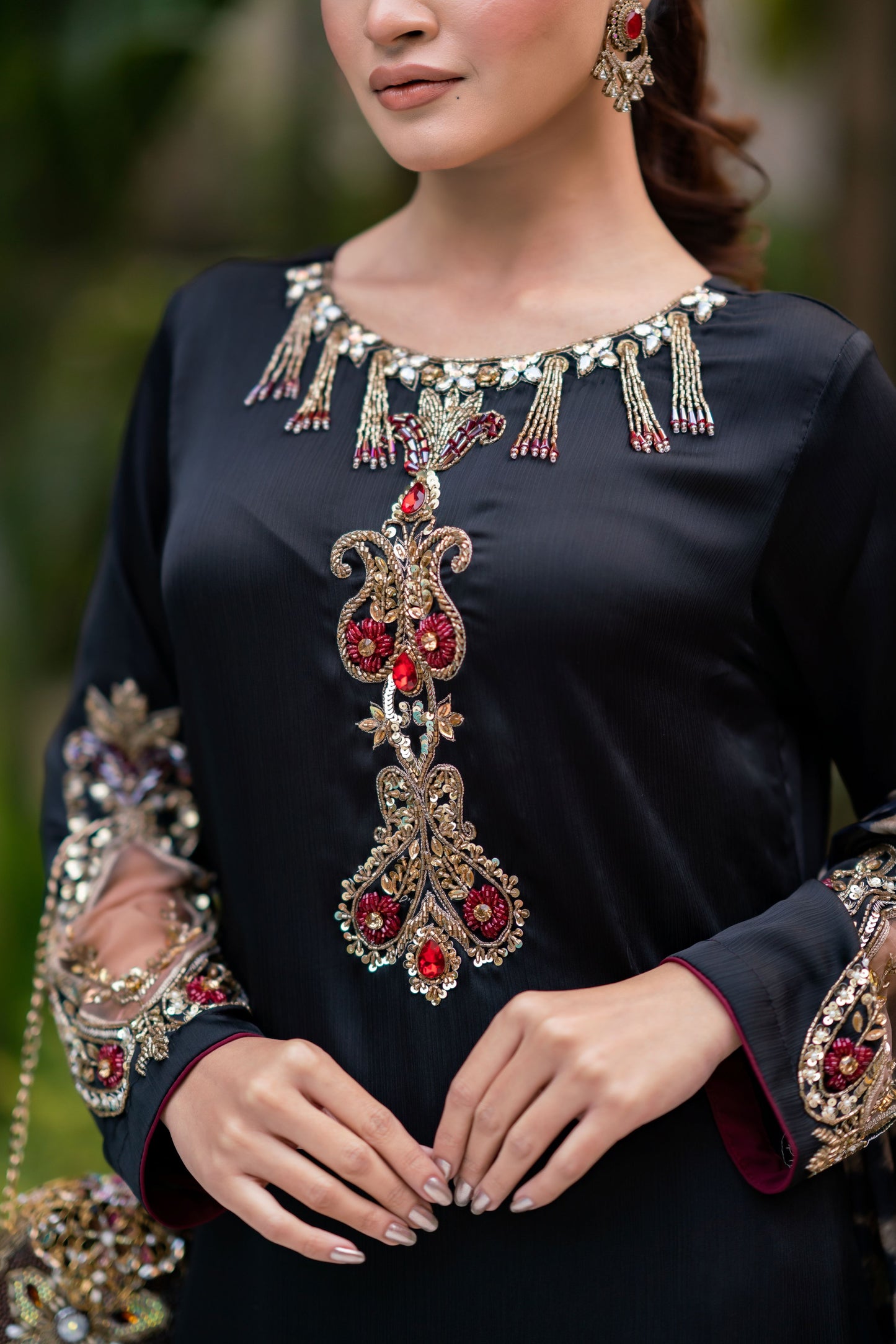 Noir Glam with Wild Elegance Three Piece  Set