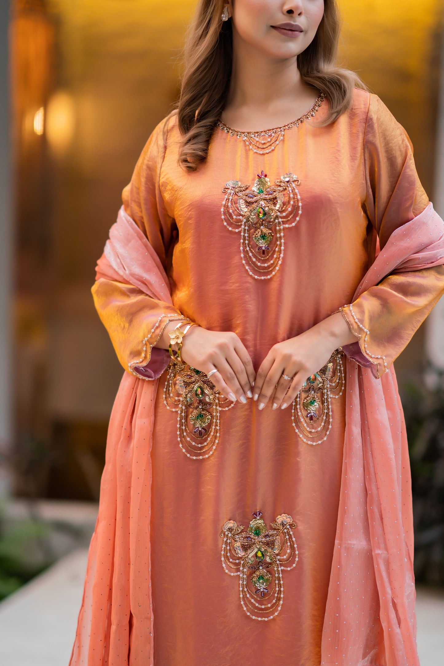Sunset Peach Glow Three Piece  Set