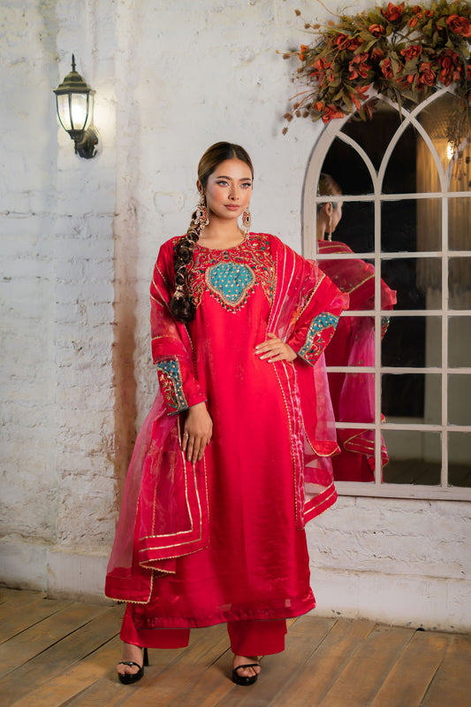 Crimson Royale Elegance Three Piece  Set