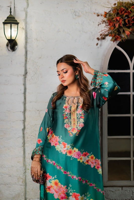 Emerald Garden Radiance Long Kameez And Pant