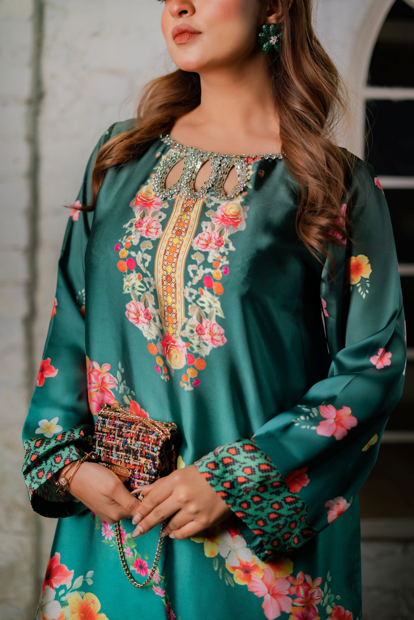 Emerald Garden Radiance Long Kameez And Pant