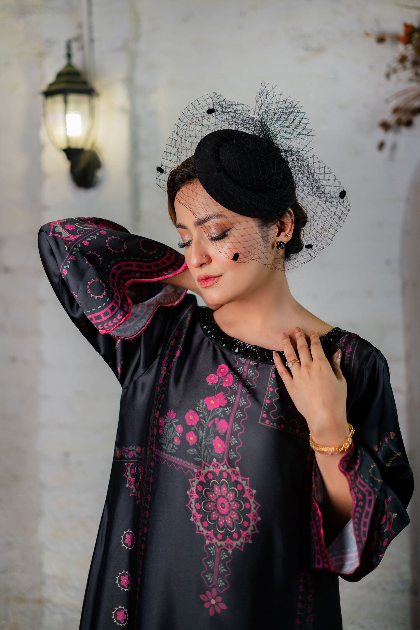 Noir Blossom Charm Long Kameez And Pant