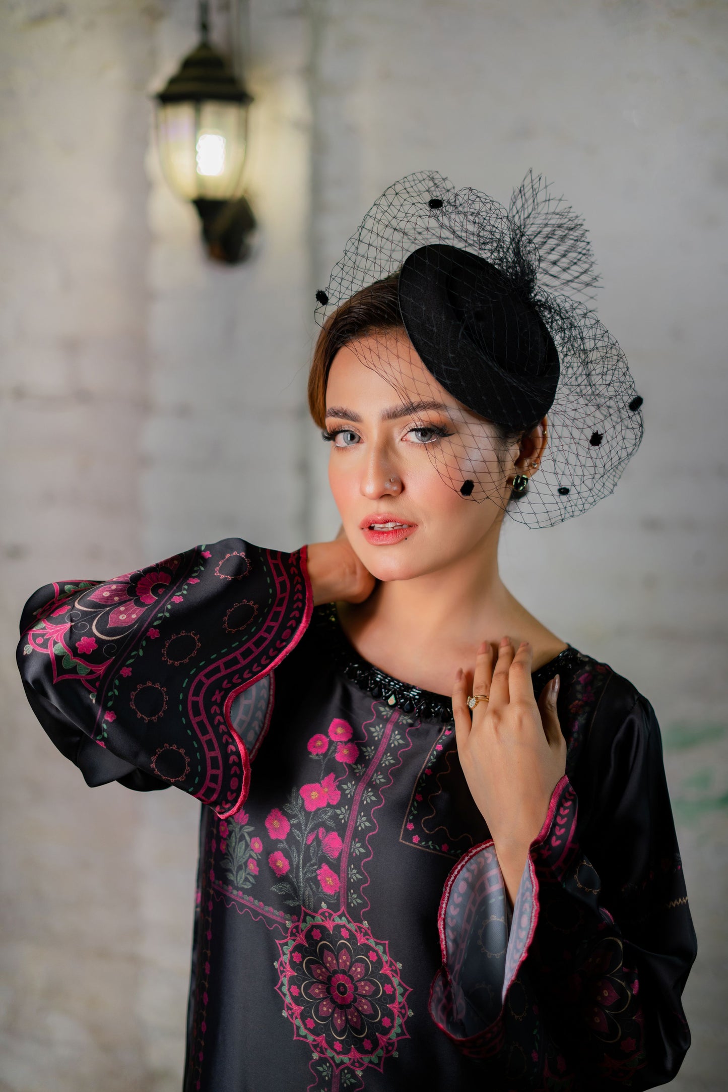 Noir Blossom Charm Long Kameez And Pant