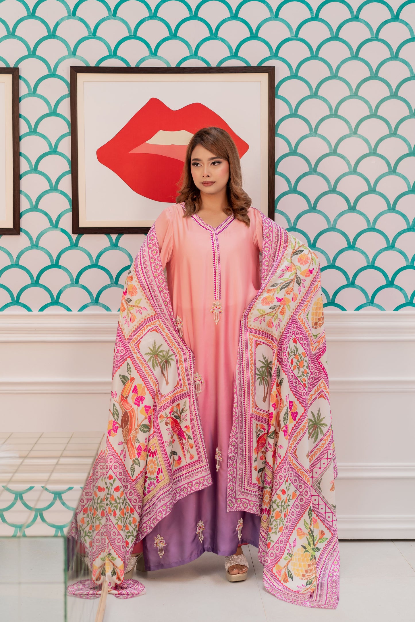 Sunset Bloom Ombre Three Piece  Set