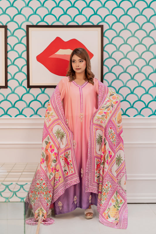 Sunset Bloom Ombre Three Piece  Set