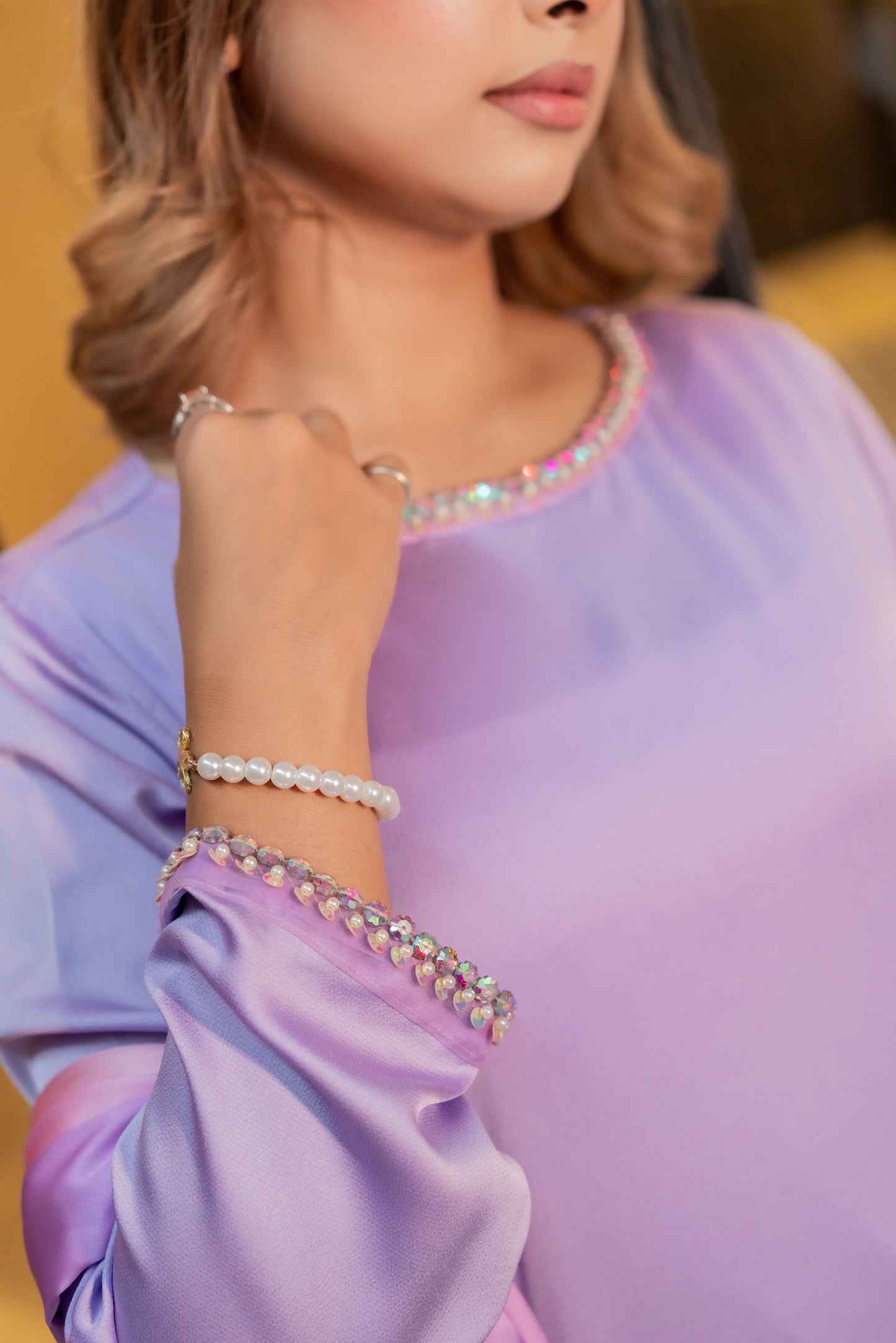 Lavender Bloom Pastel Kameez And Pant Set