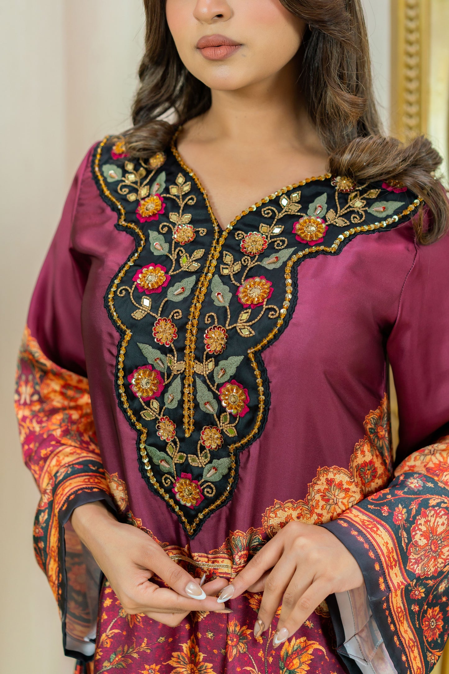 Royal Maroon Elegance Long Kameez