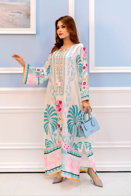 Pastel Paradise Printed Long Kameez