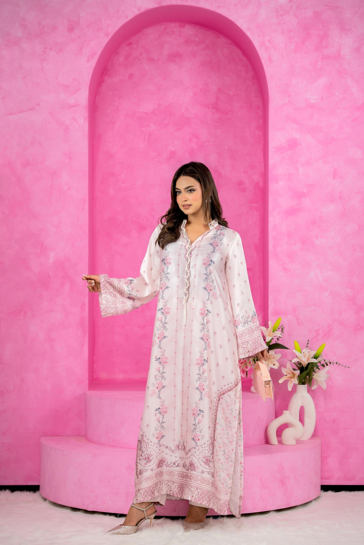 Blush Bloom Printed Long Kameez