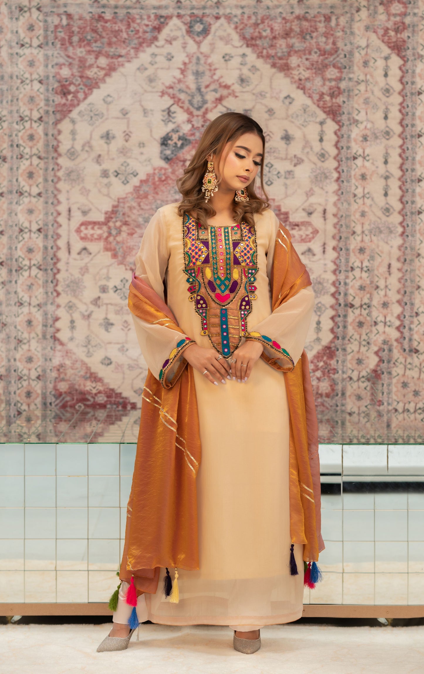 Bohemian Luxe Beige Three Piece Set