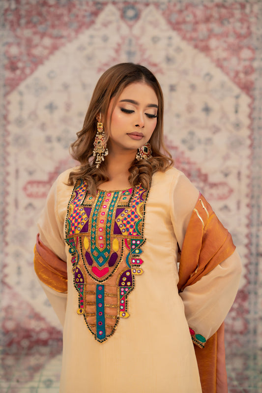 Bohemian Luxe Beige Three Piece Set