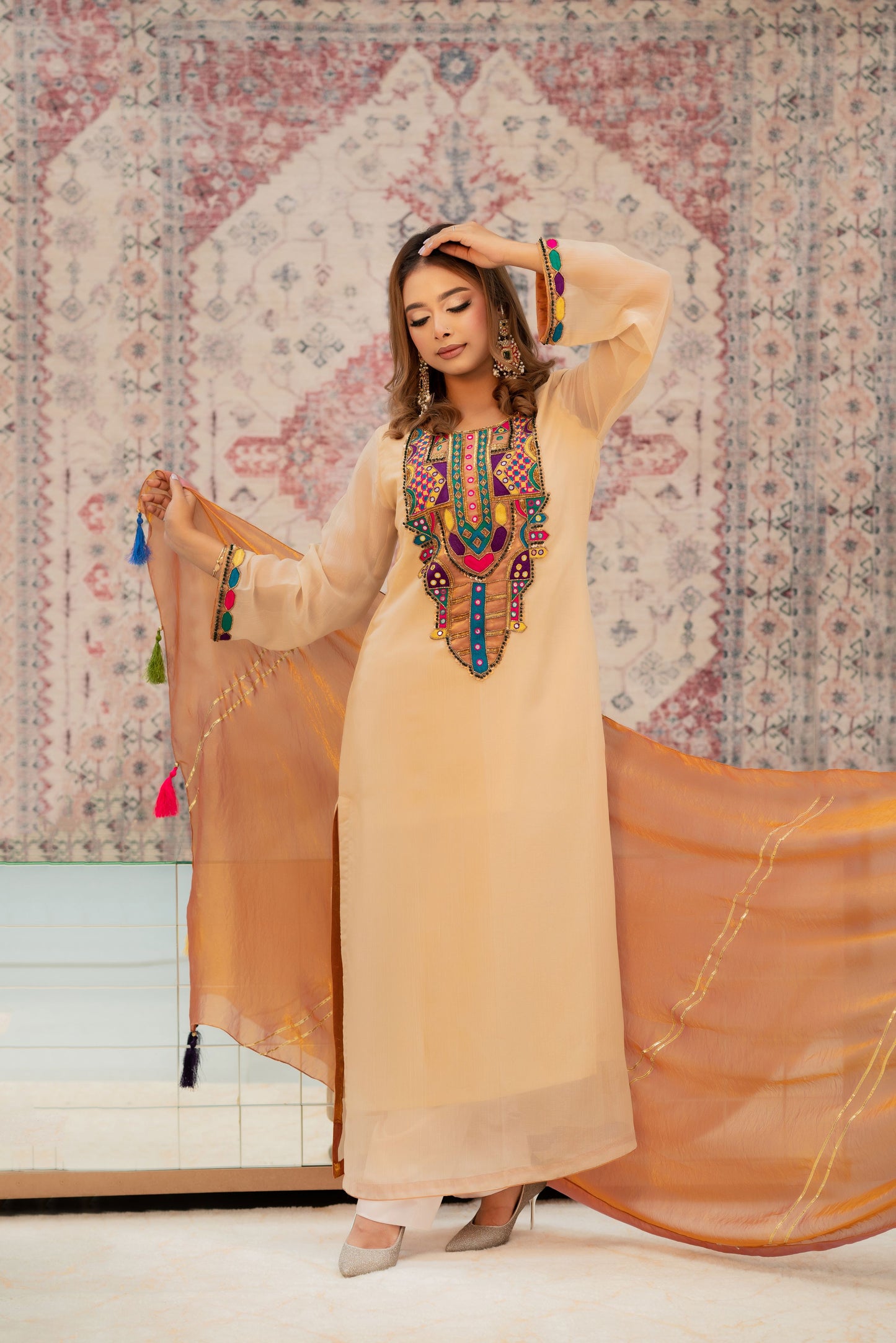 Bohemian Luxe Beige Three Piece Set