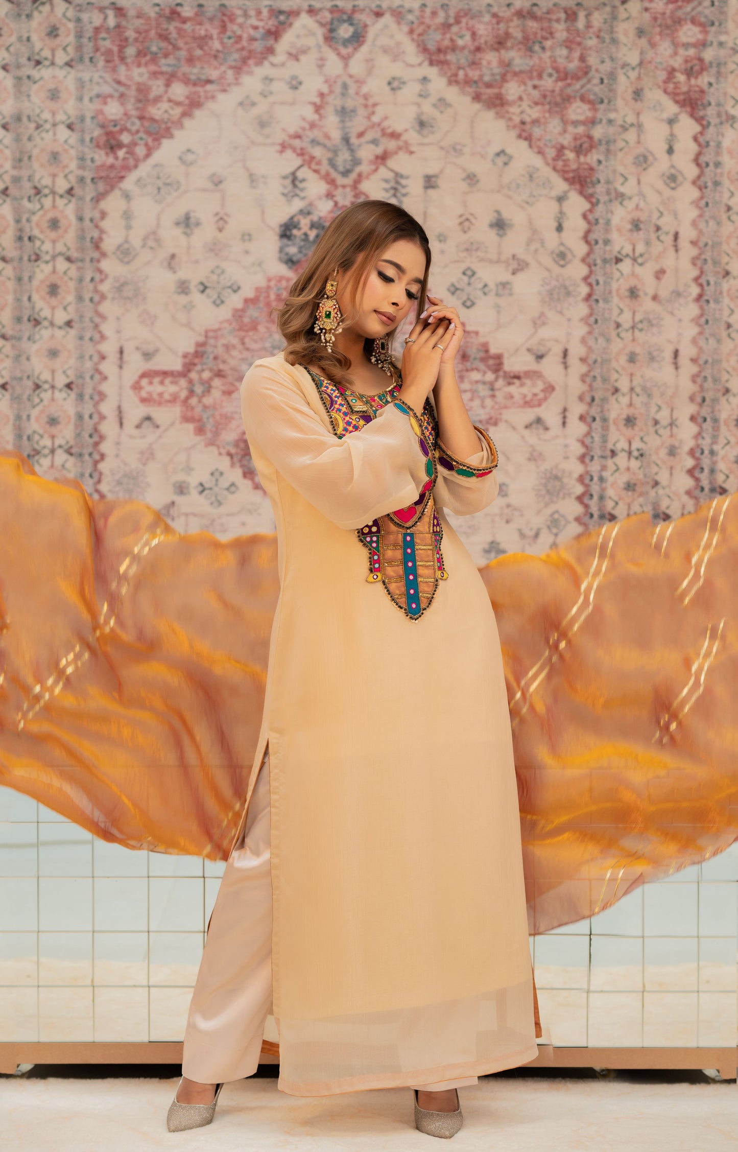 Bohemian Luxe Beige Three Piece Set