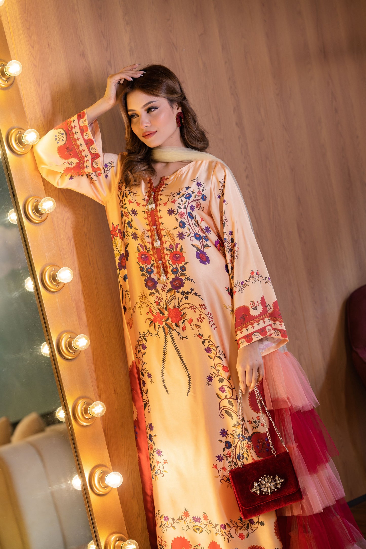 Peach Blossom Luxe Long Kameez