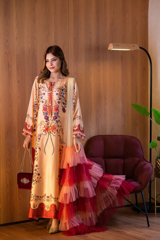 Peach Blossom Luxe Long Kameez