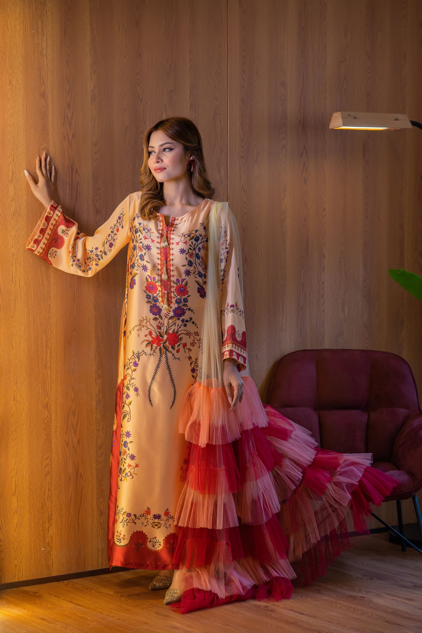 Peach Blossom Luxe Long Kameez