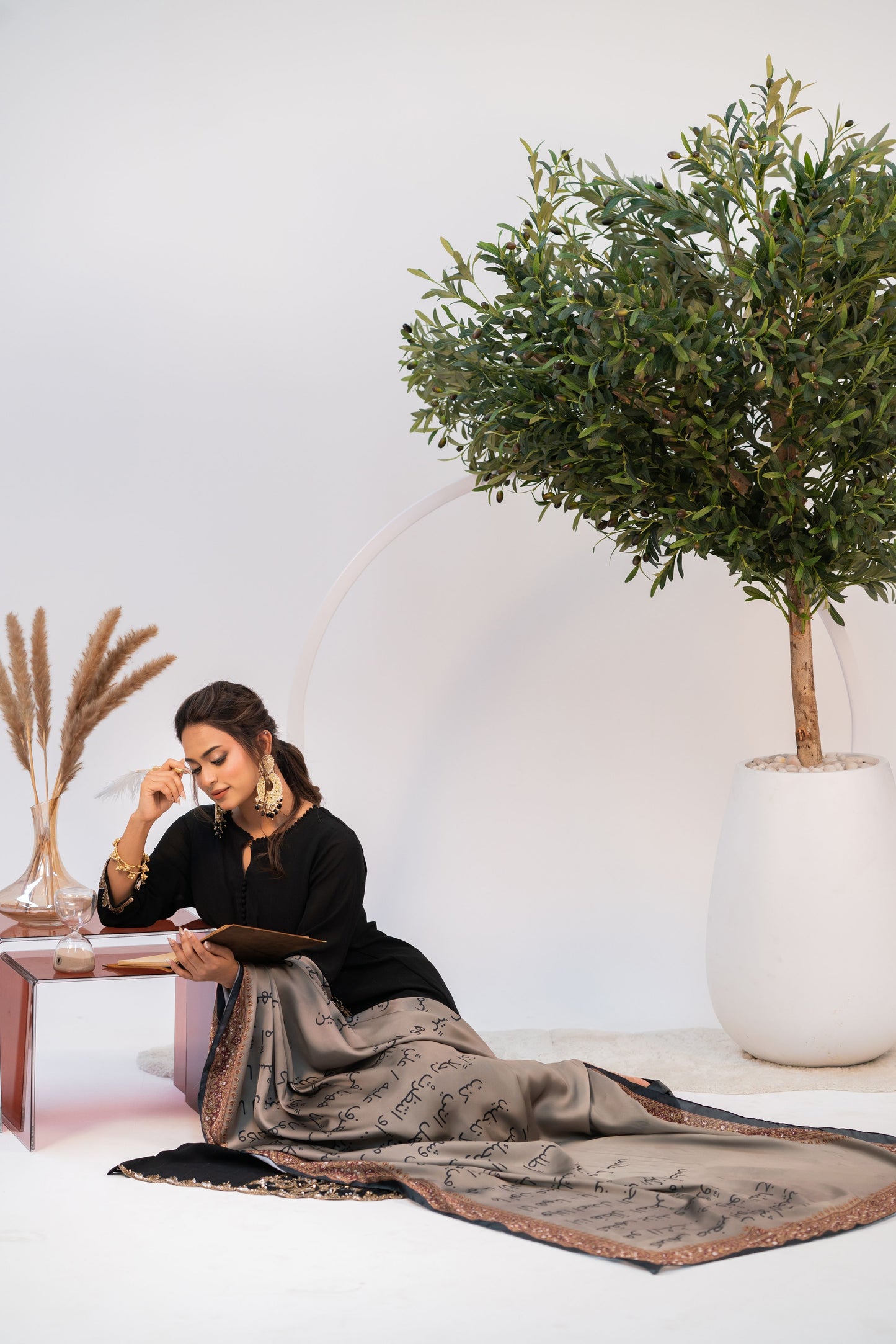 Royal Noir Embellished Three Piece  Set