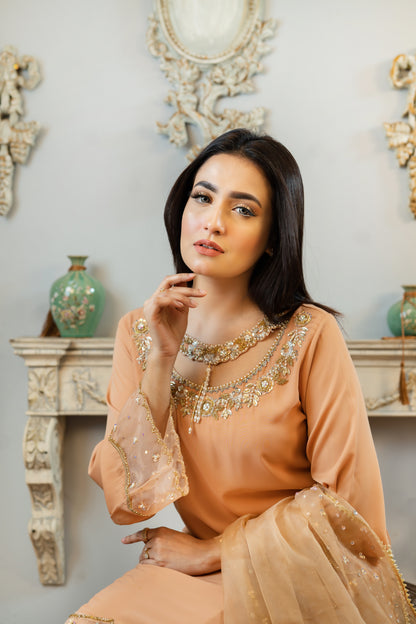 Gorgeous Caramel Karchupi Kurti Set