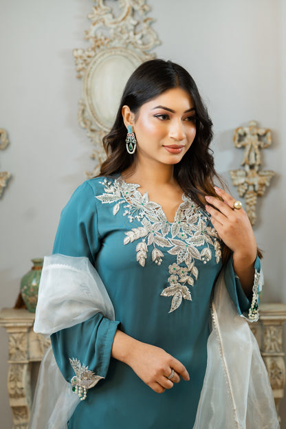 Pearl Elegance Teal Kameez