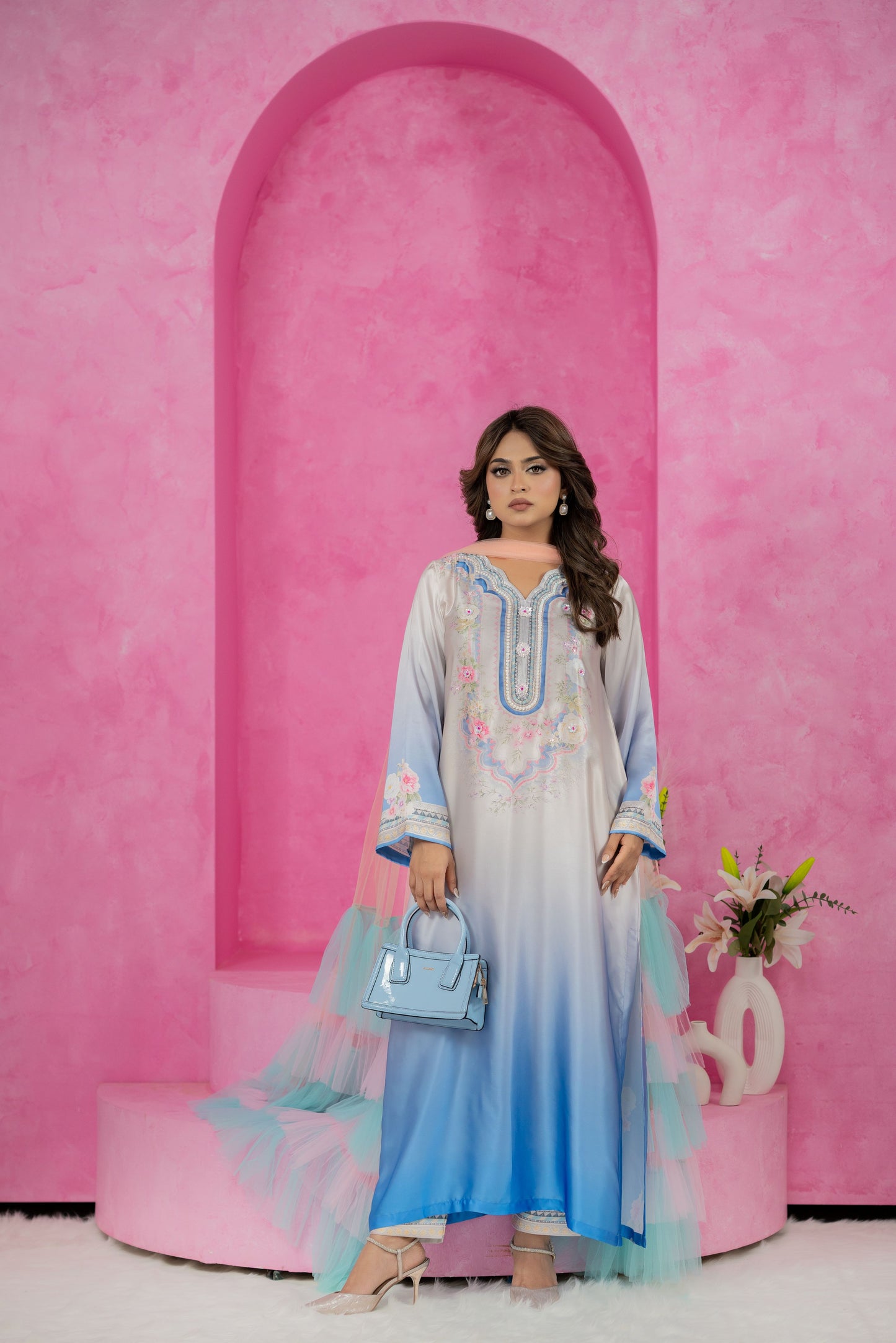 Celeste Bloom Embroidered Long Kameez
