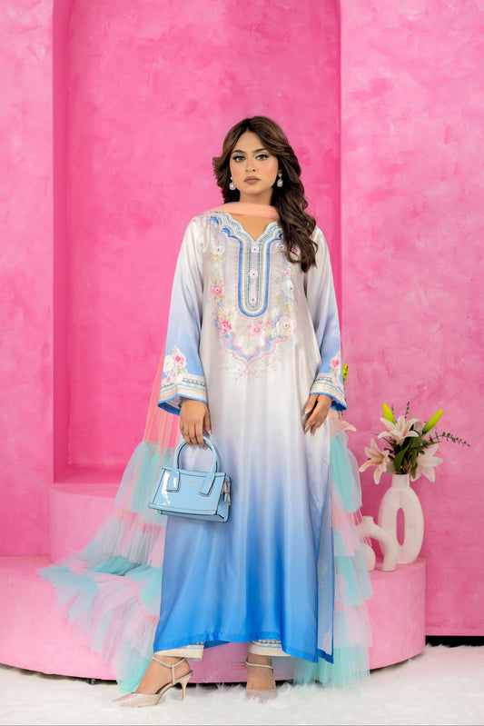 Celeste Bloom Embroidered Long Kameez