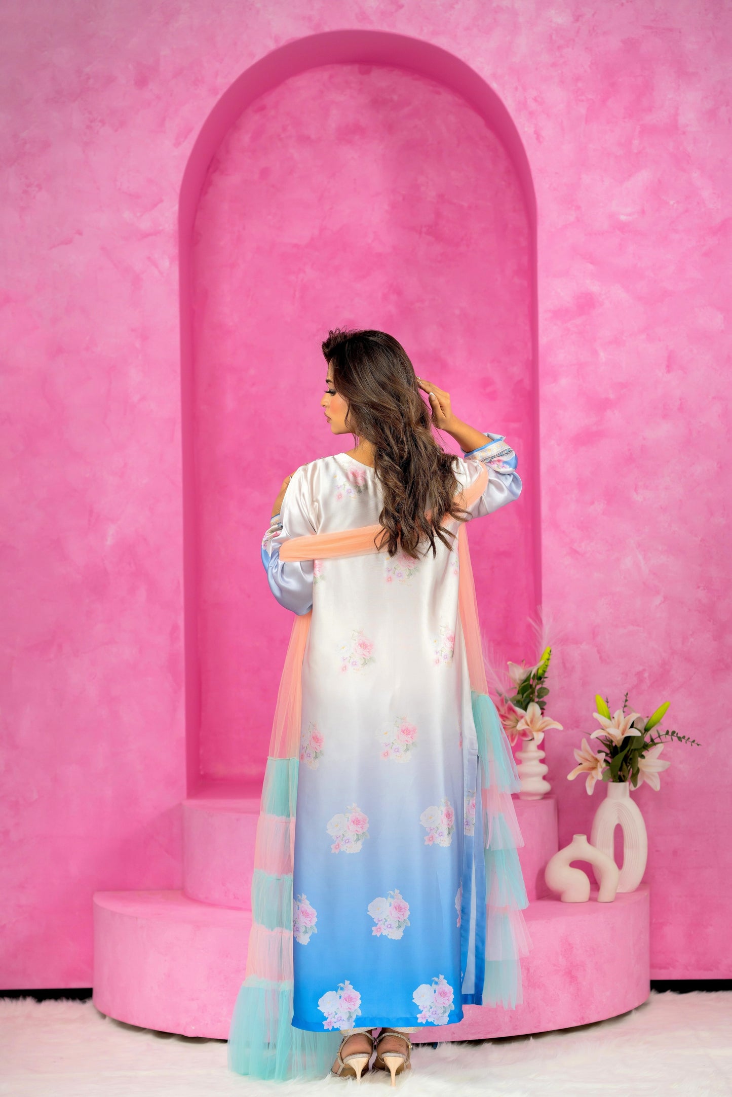 Celeste Bloom Embroidered Long Kameez
