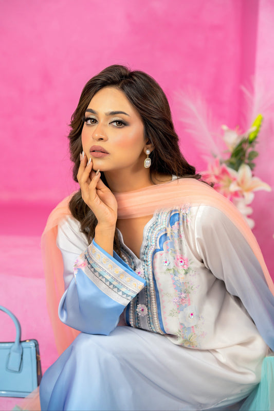 Celeste Bloom Embroidered Long Kameez