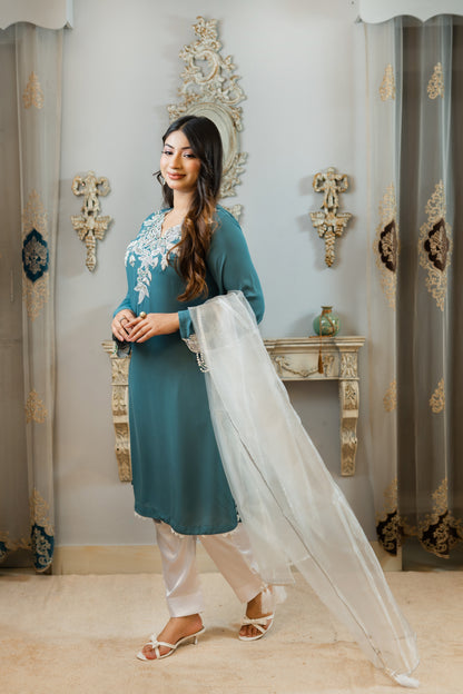 Pearl Elegance Teal Kameez