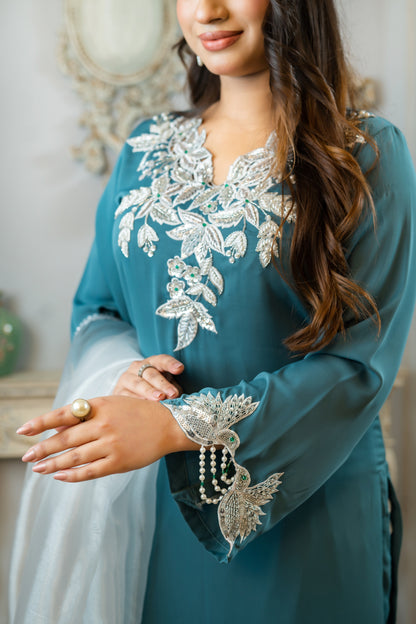 Pearl Elegance Teal Kameez