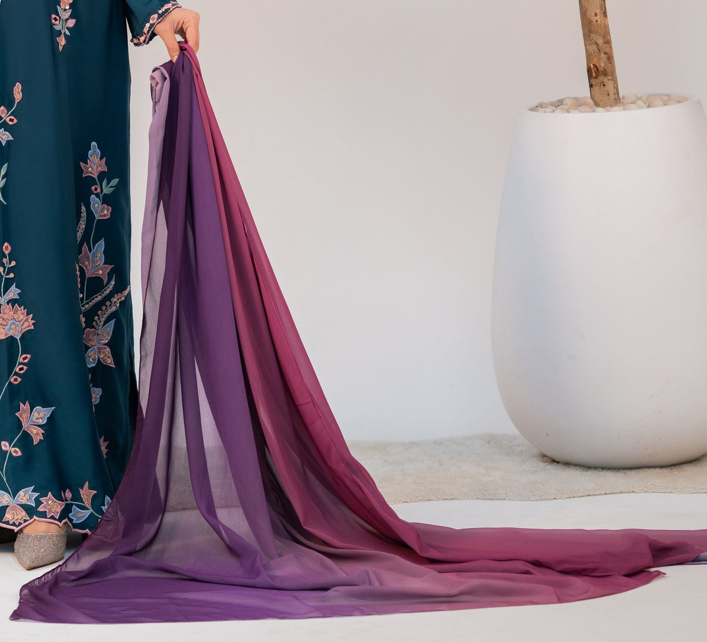 Royal Plum Chiffon Dupatta