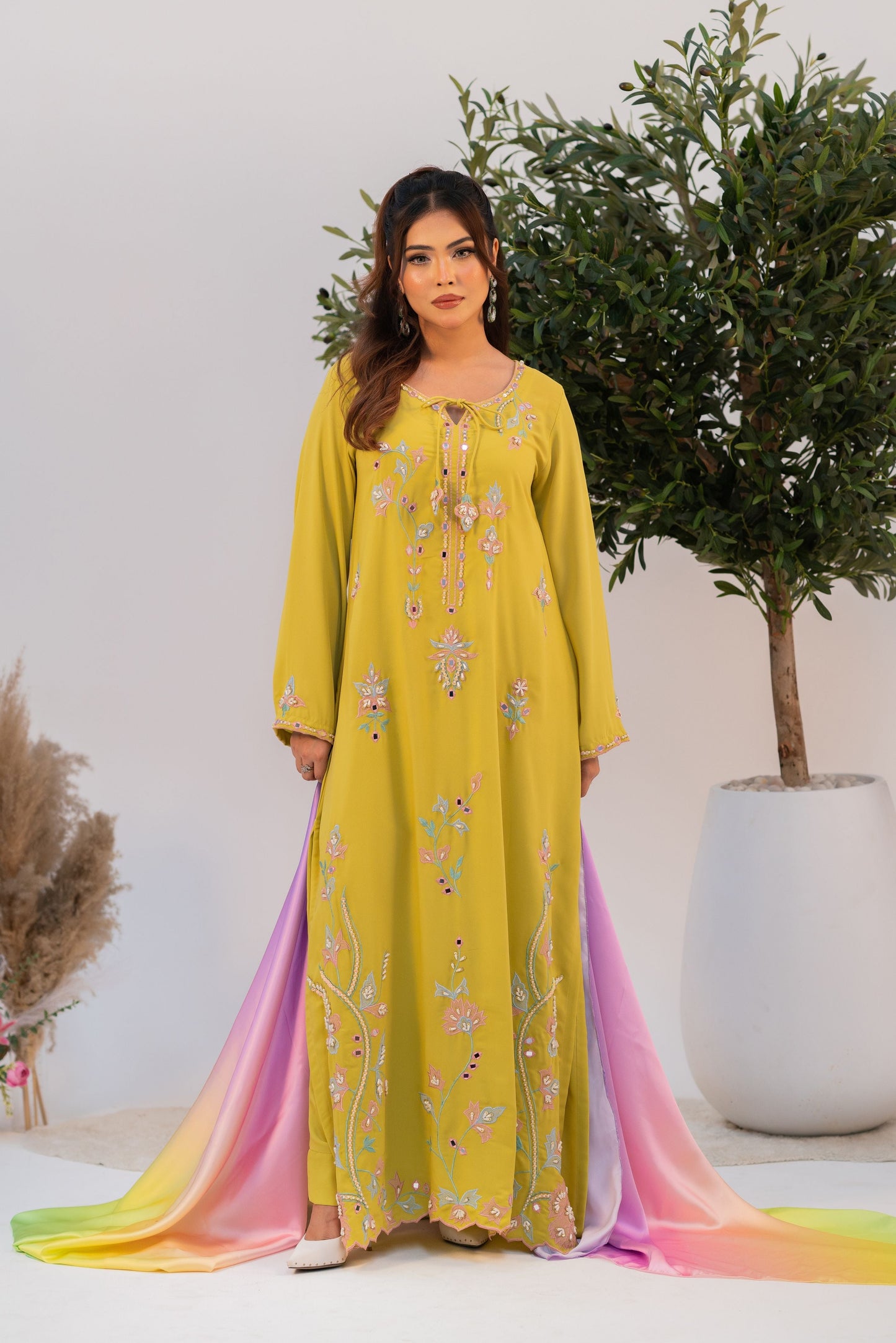 Sunlit Meadow Embroidered Kameez And Pant Set