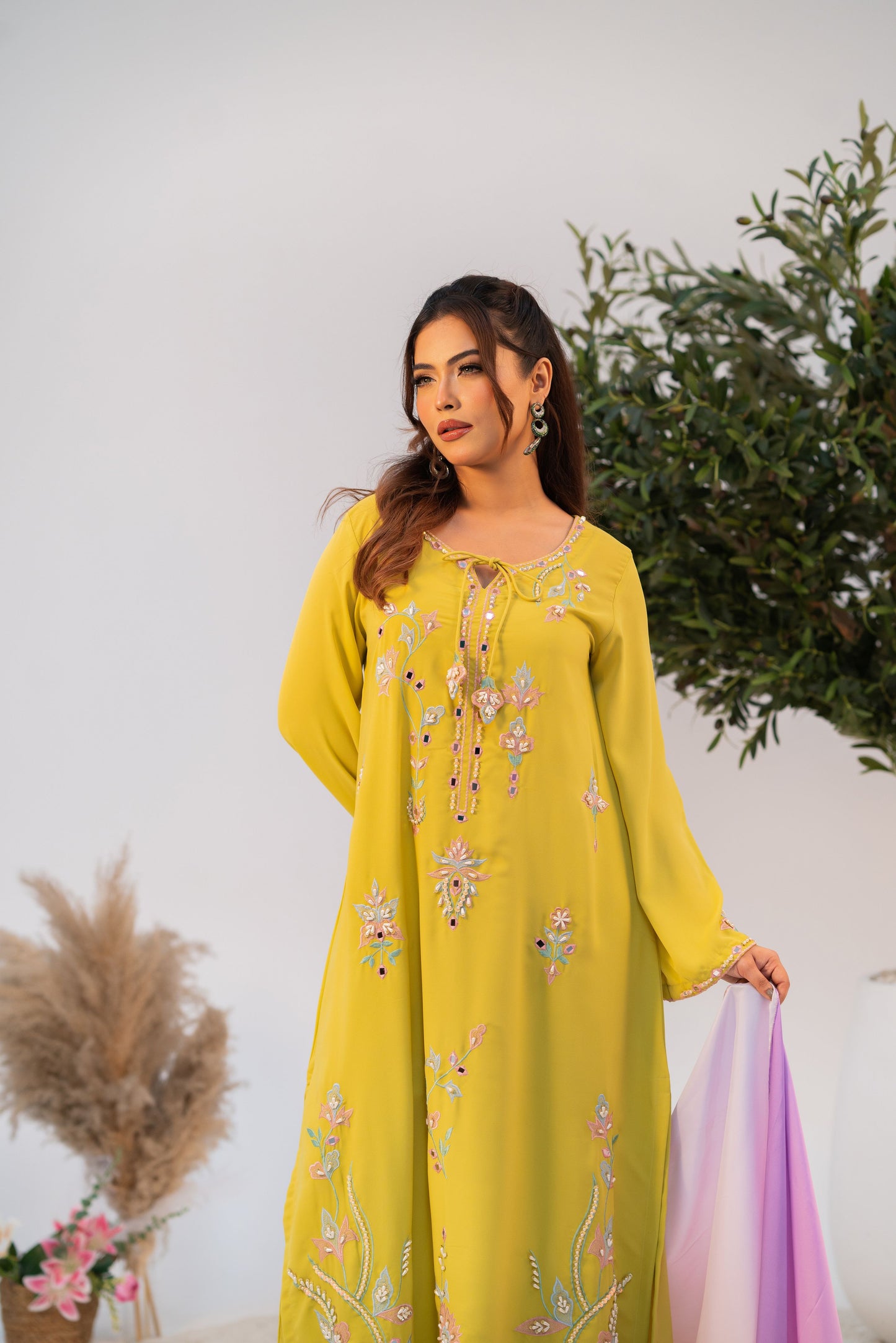 Sunlit Meadow Embroidered Kameez And Pant Set