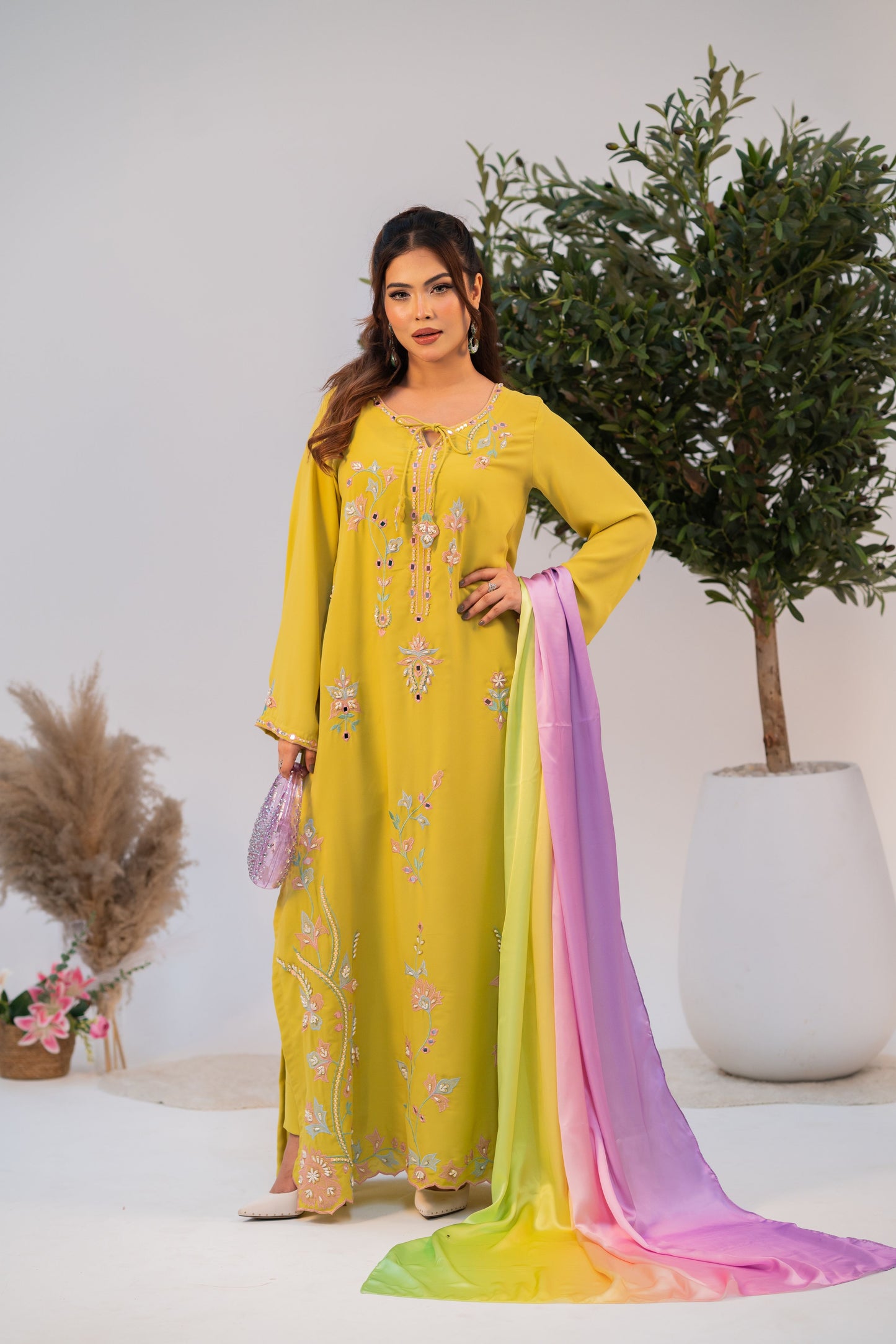 Sunlit Meadow Embroidered Kameez And Pant Set