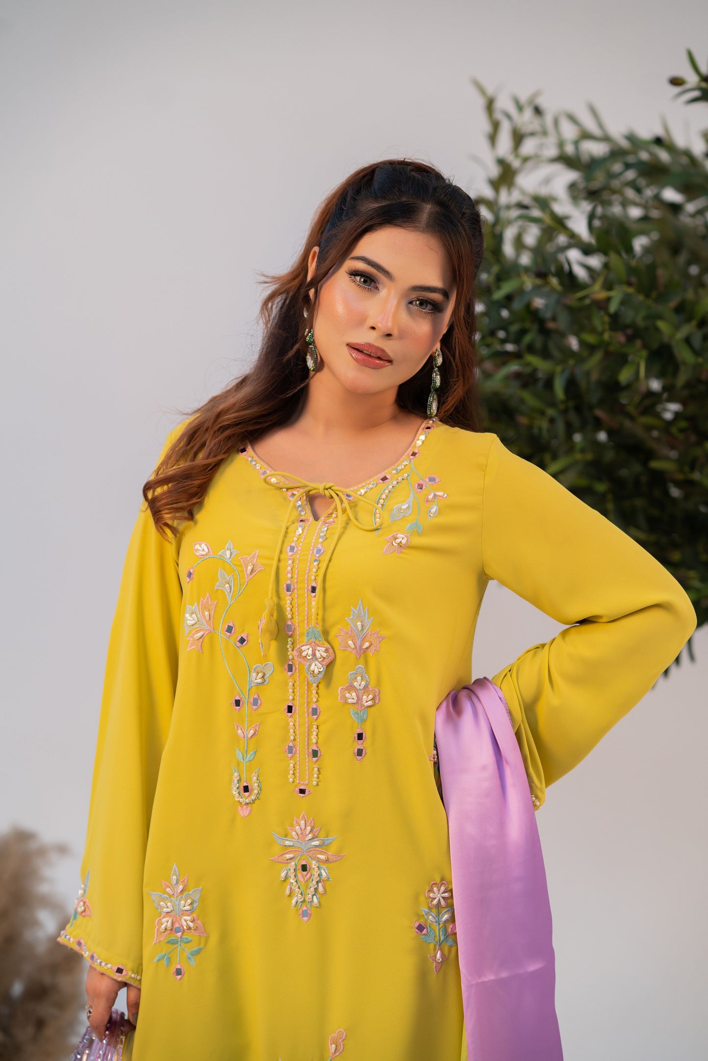 Sunlit Meadow Embroidered Kameez And Pant Set