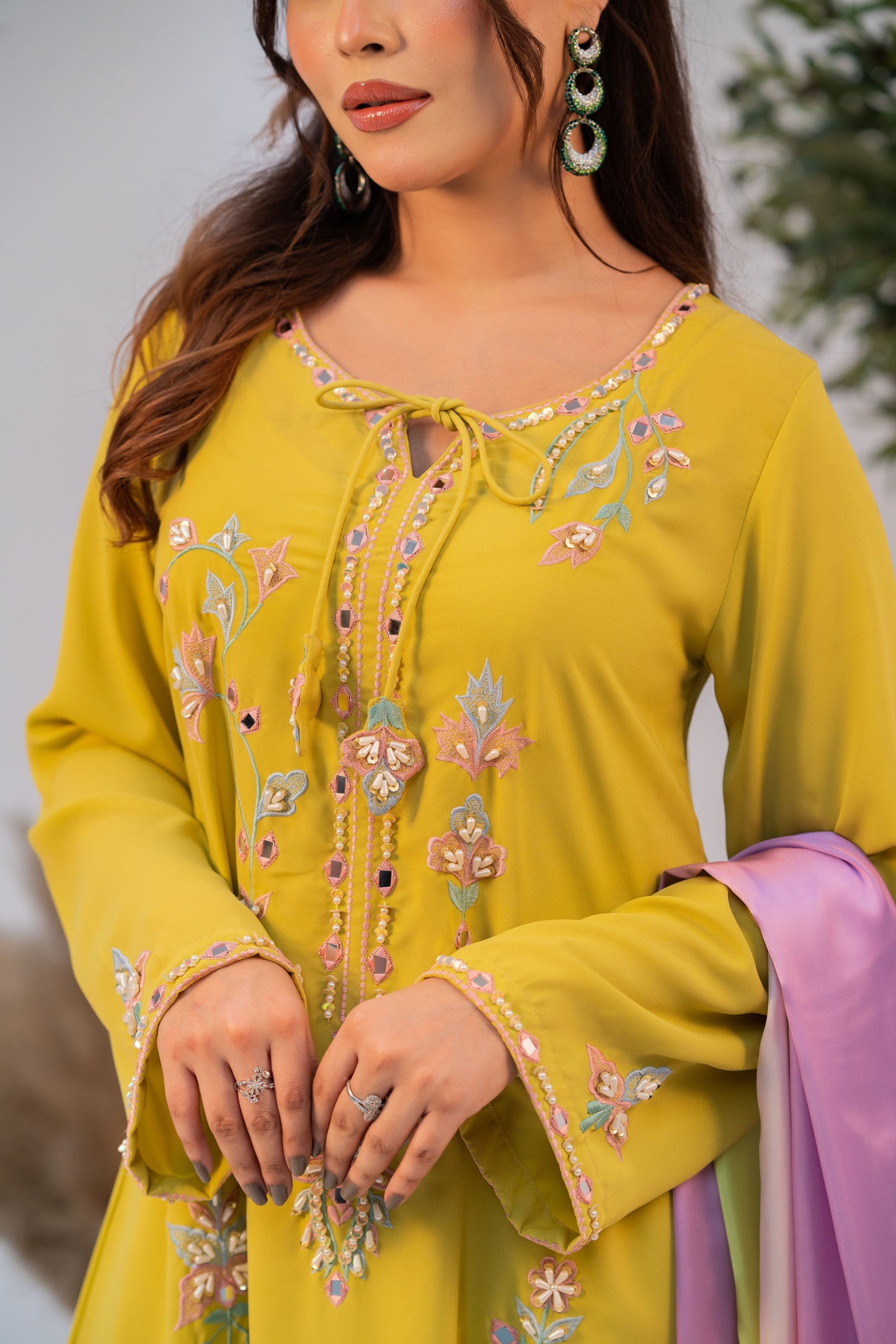 Sunlit Meadow Embroidered Kameez And Pant Set