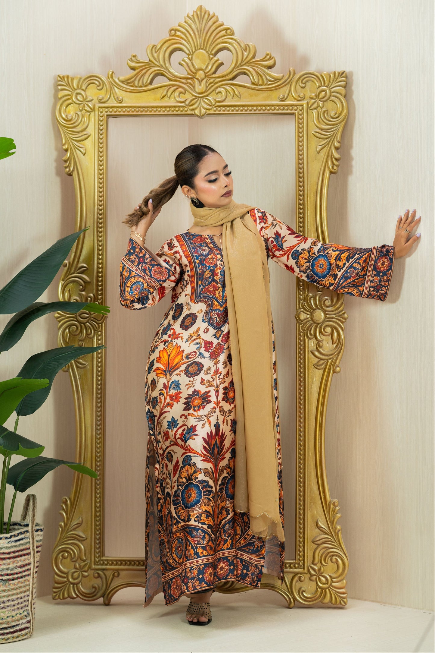 Royal Floral Printed Long Kameez