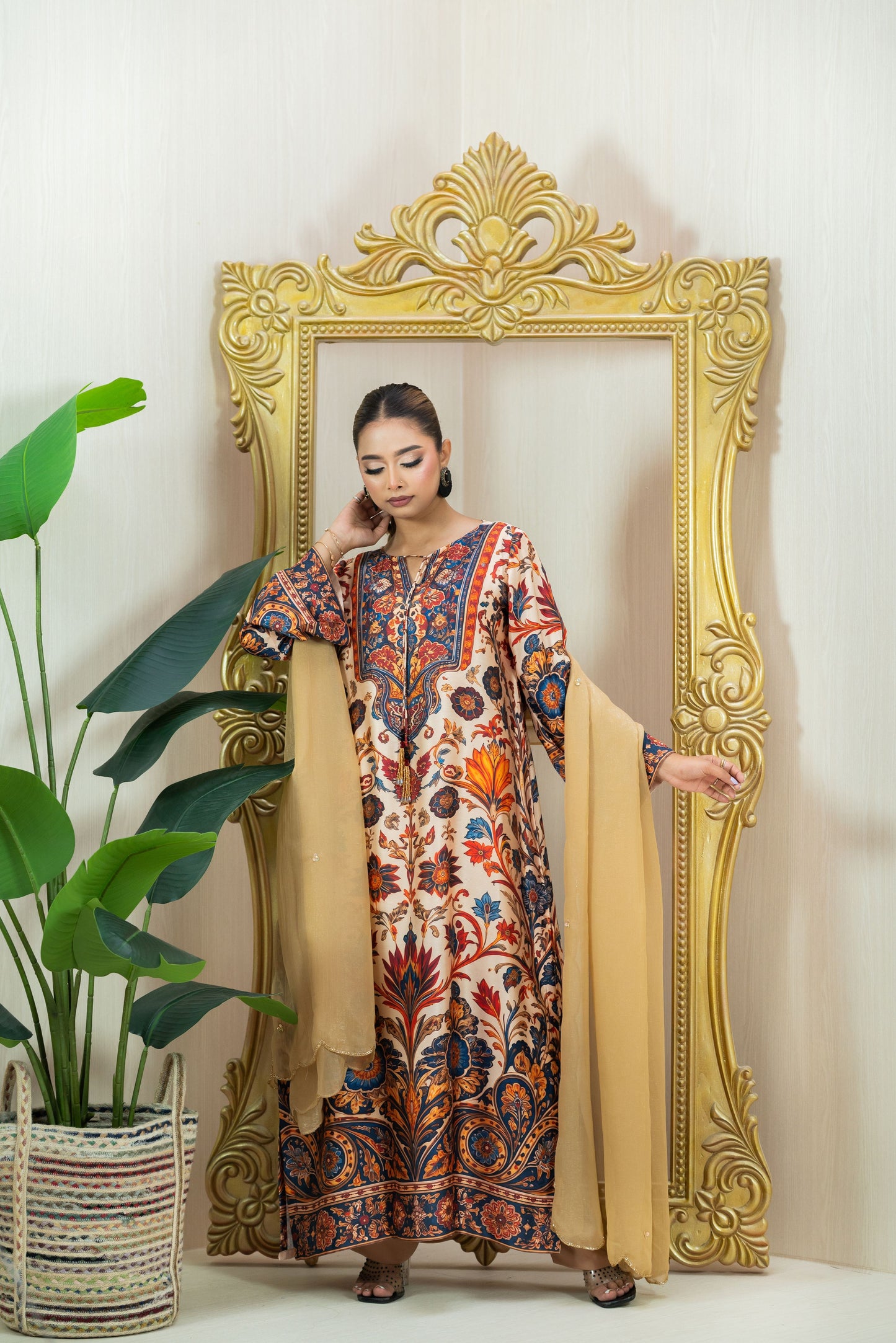 Royal Floral Printed Long Kameez