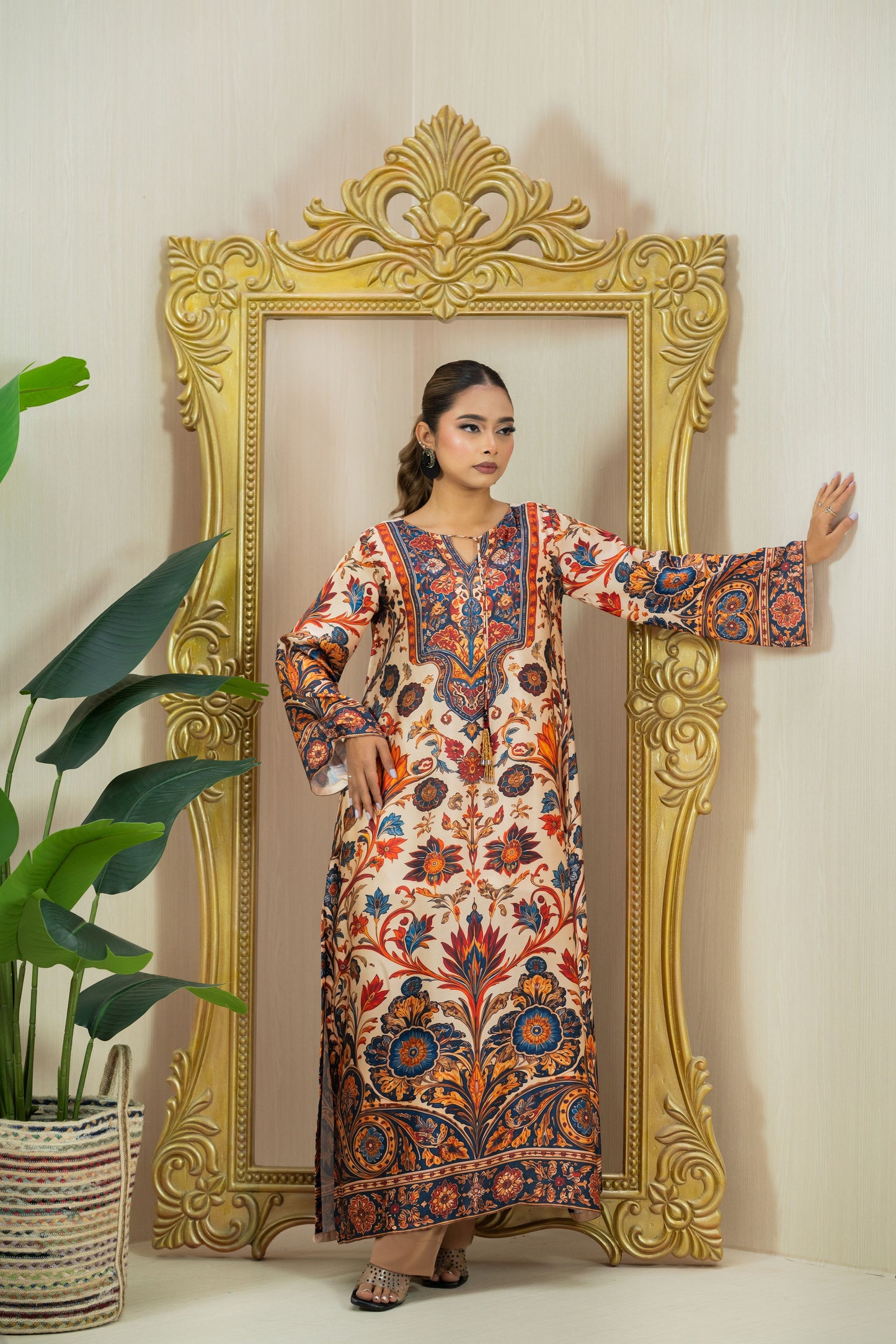 Royal Floral Printed Long Kameez