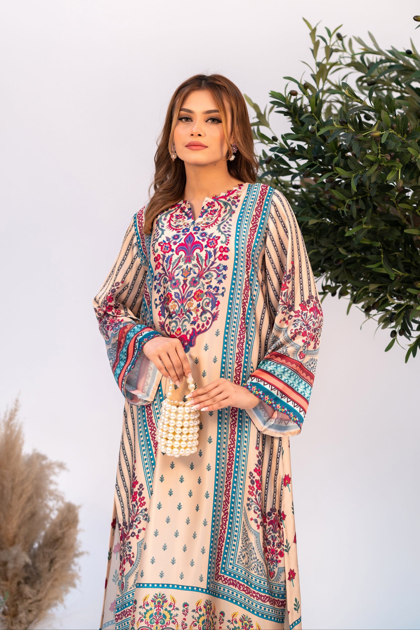 Vintage Bloom Printed Long Kameez