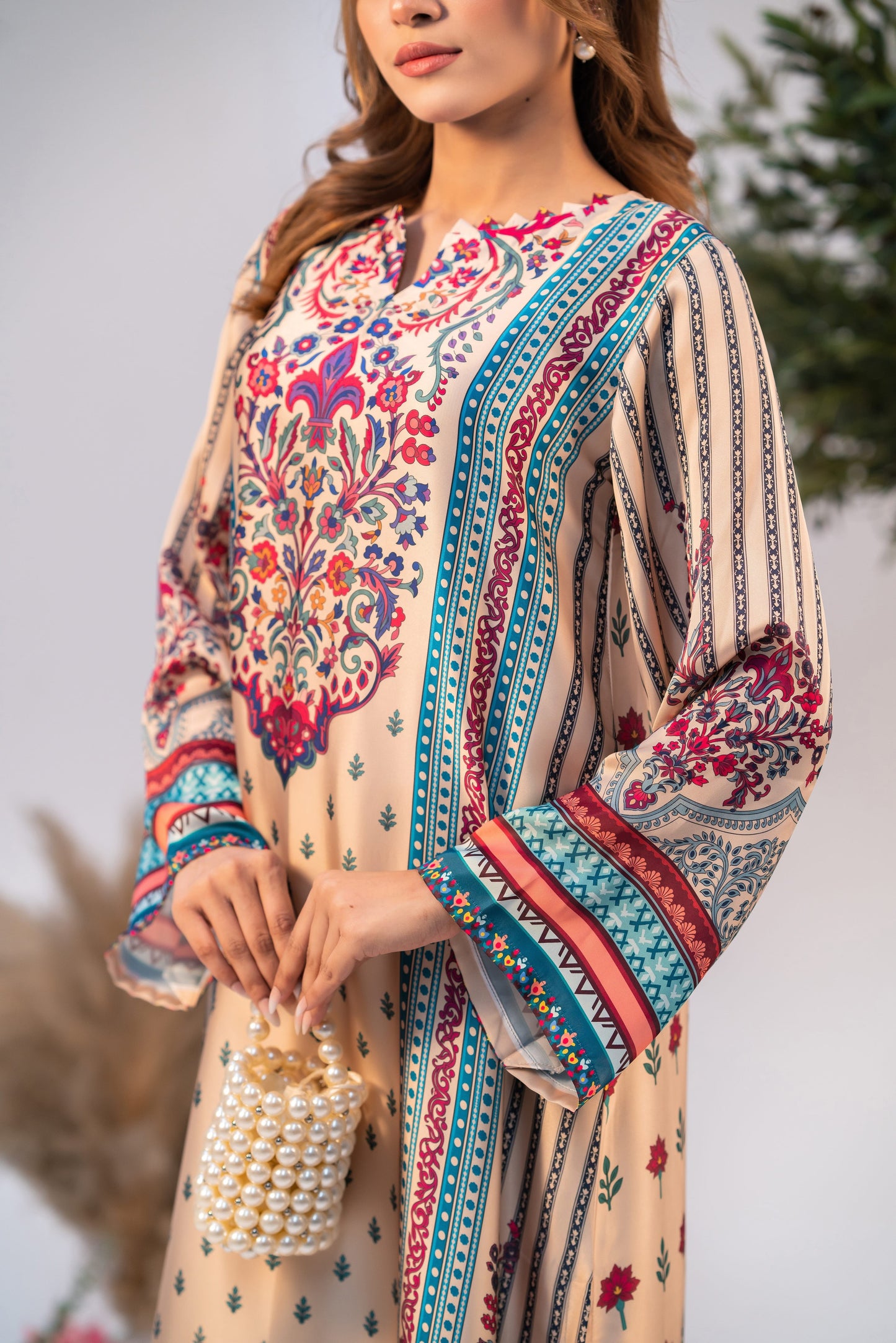 Vintage Bloom Printed Long Kameez