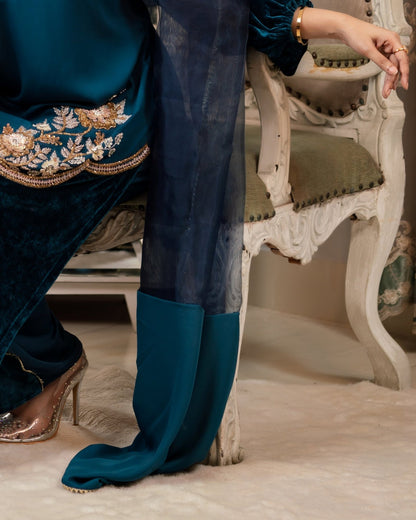 Teal Dupatta with Sheer Elegance