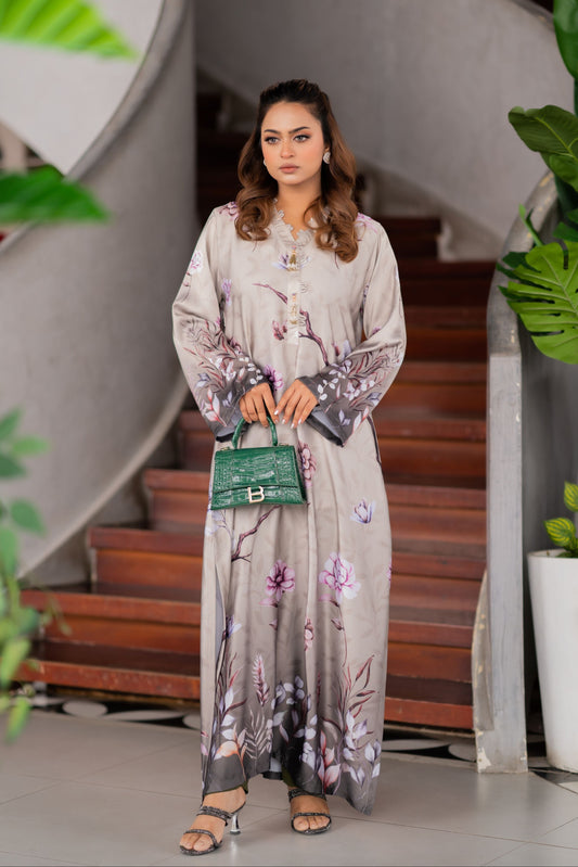 Noir Floral Elegance Long Kameez Set