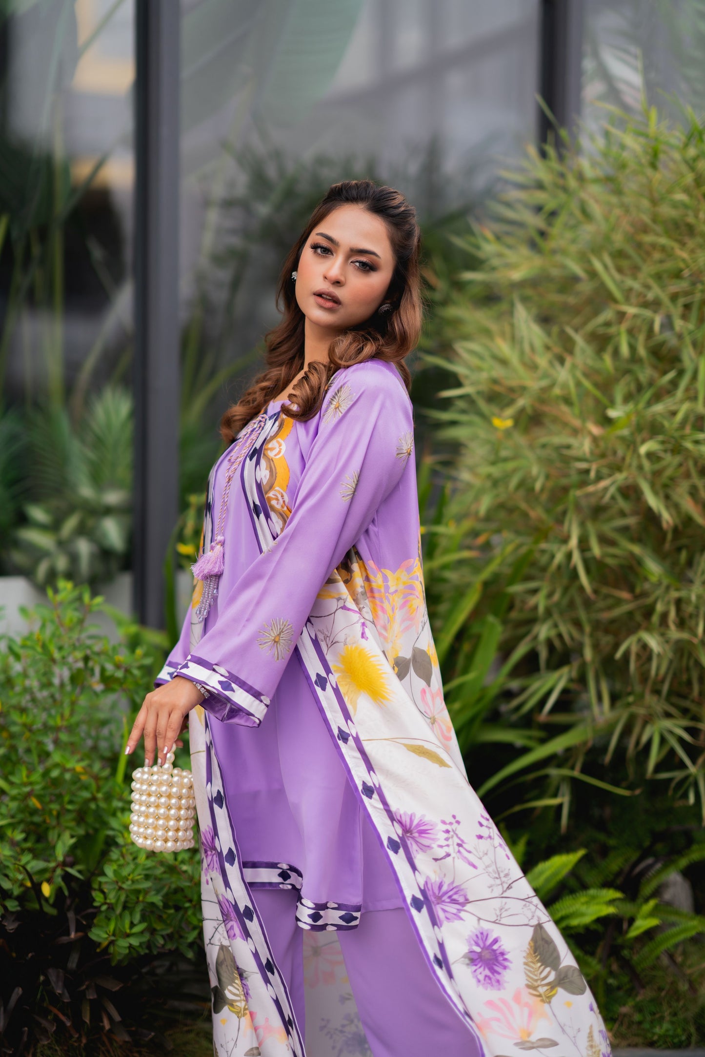 Lavender Bloom Sheer Shrug Set